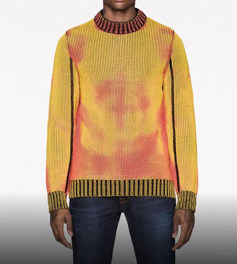 Custom Fashion Technology Crew Neck Made Different Weather Thermo Sensitive Yarn Color Changing Sweater Men