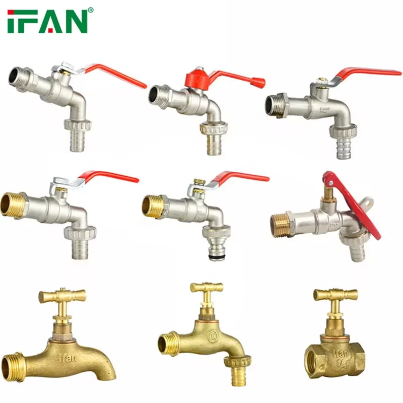 IFAN Full Size Faucet Brass Color Washing Machine Tap Brass Faucet for Yellow Garden Water Tap Brass Bibcock