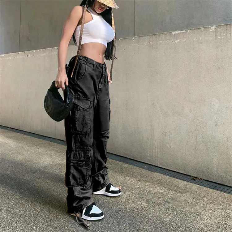 New design fashion loose trousers wide leg sweatpants Streetwear Cargo Pants women Parachute Pants carpenter pants