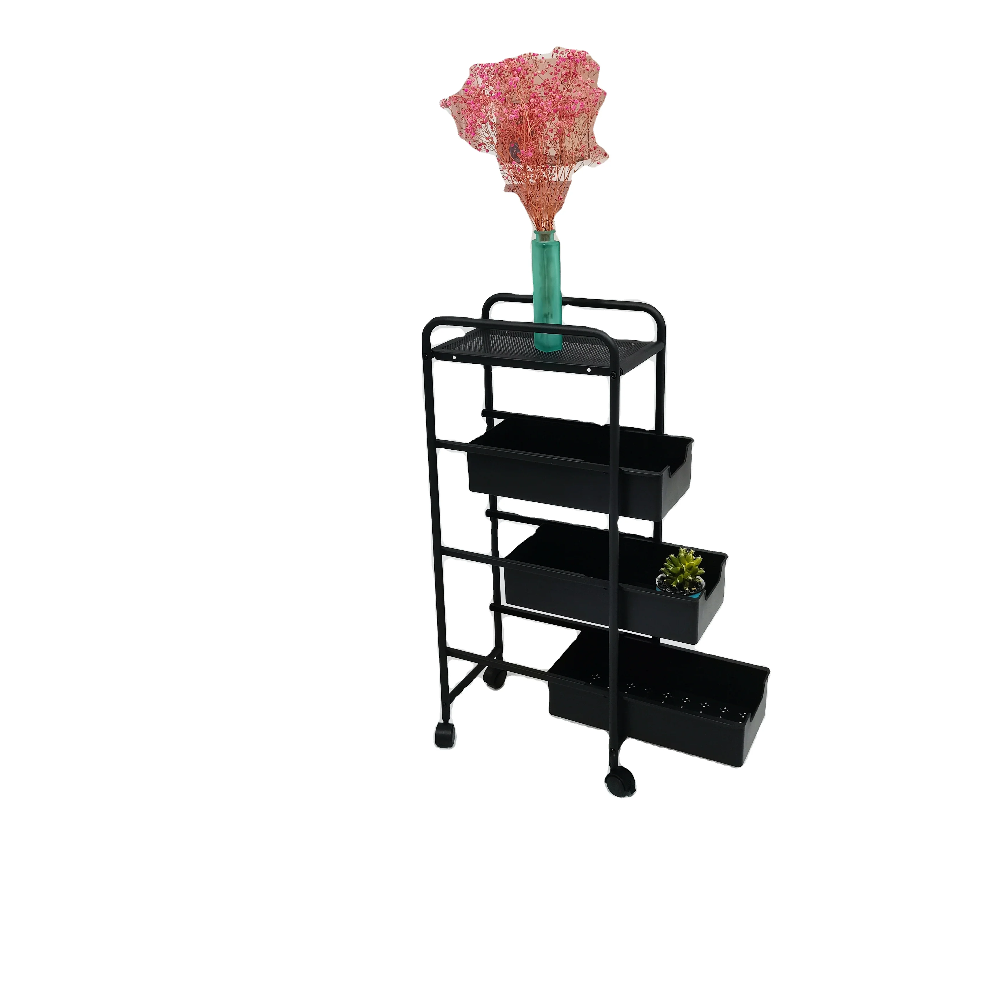 YHN-8478 kitchen trolley cart save space storage vegetable storage rack with wheels