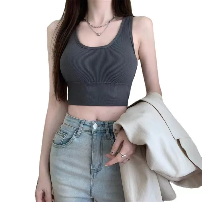High Quality Solid Color Yoga Fitness Bra U-neck Wire Free Comfortable Breathable Bra For Women