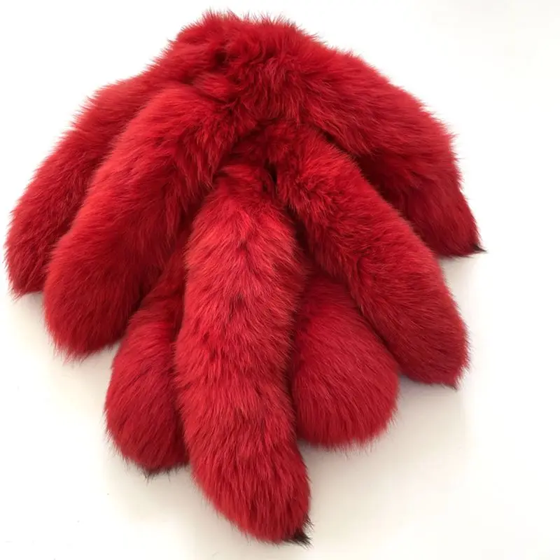 202 4Wholesale Real Fox tail 35-40CM fluffy fox tail animal fur tail decorative accessories key chainPendants