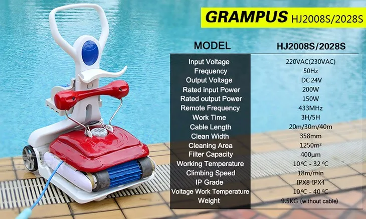 China Automatic Swimming Pool cleaning Equipment Grampus Swimming Pool Robot Cleaner