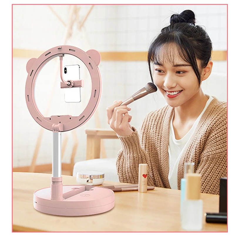 
G2 28cm Pink Ring Light Touch Control 3 Color Portable Retractable Stand Fill Light for Youtube Live Vlog Video 