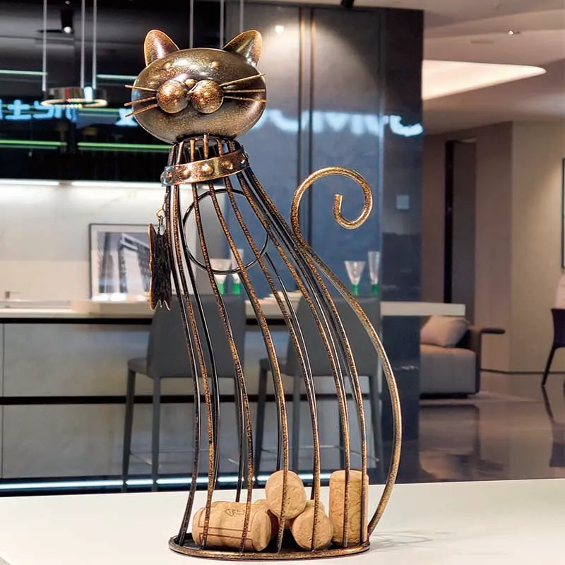 Оптовая продажа, металлический подарок на новоселье, Декоративная пробка для вина, декоративный держатель для кошачьего вина