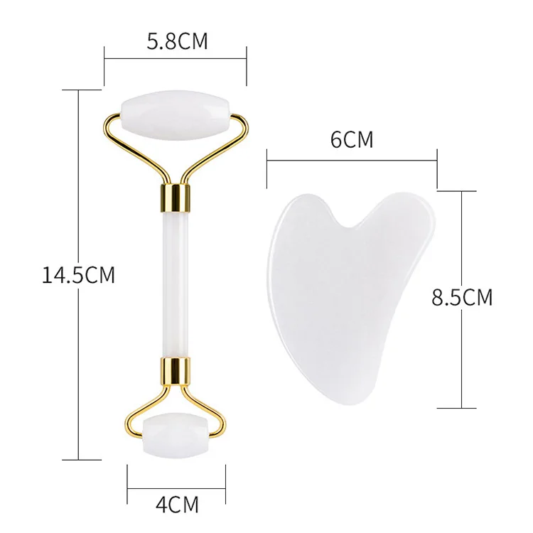 OEM Label Rose Quartz Jade Roller And GuaSha Set Wholesale Anti-aging Jade Roller Kit Natural Jade Guasha Stone Massage Set