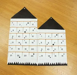 WH878 Pockets Wall Door Closet Hanging Storage Bag Organizer Christmas Calendar To Hanging Xmas Party Canvas storage bag