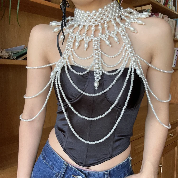 Hand woven pearl body vest accessory body chain sand Hawaii surfing motion Leisure Swimming trunks dance Travel Clubs wear