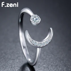 F.ZENI hot selling fashion non tarnish 925 sterling silver ring rose gold plated white gold plated adjustable moon ring