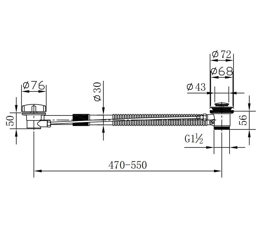 Bathtub drainer/ tub sewer waste/ drainage/ brass/ S.S pipe