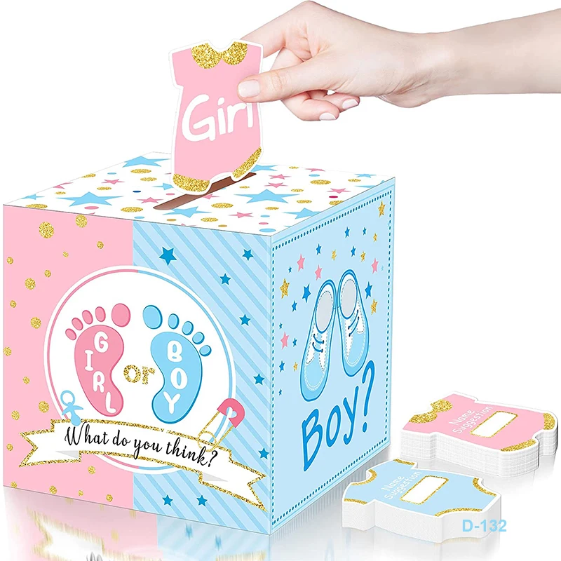 Gender Reveal Voting Box with 50 Pieces Ballot Cards Party Invitations and Voting Games Gender Reveal Decorations