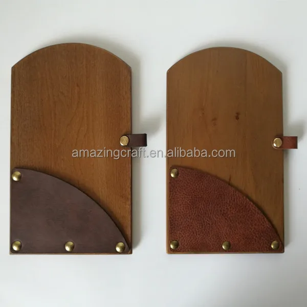 Custom Wooden Leather Check Presenter Bill Menu Pen Holder Burnt Logo OEM Available