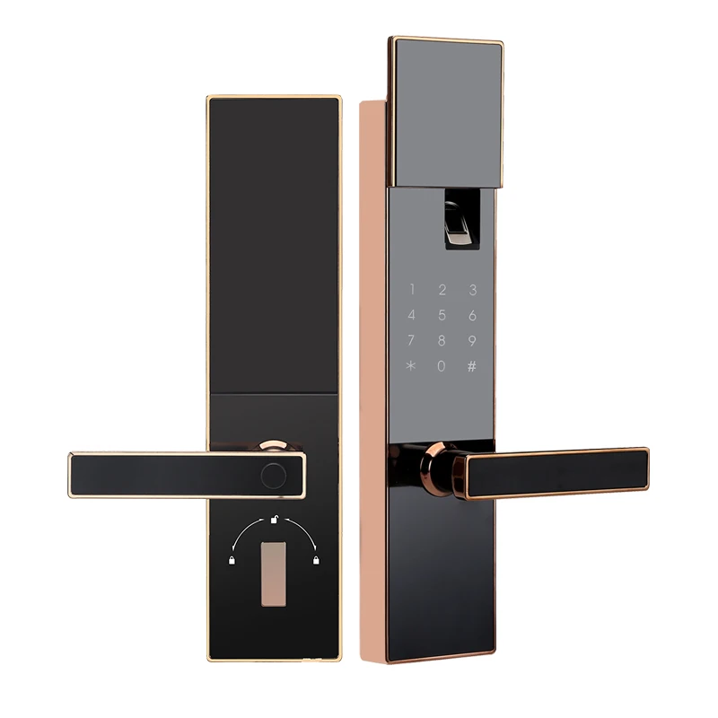 Tuya Aluminium Door Manual Wifi Biometric Fingerprint Handle Digital App Life Stainless Steel Smart Lock