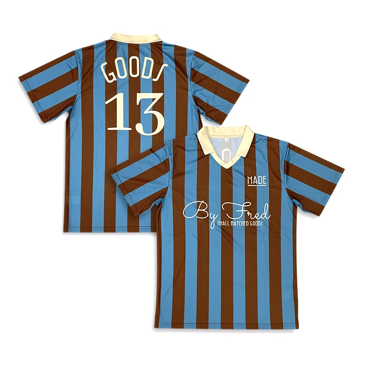 Oem Custom Sublimation Soccer Jersey Design Striped Trend Retro Football T-Shirt