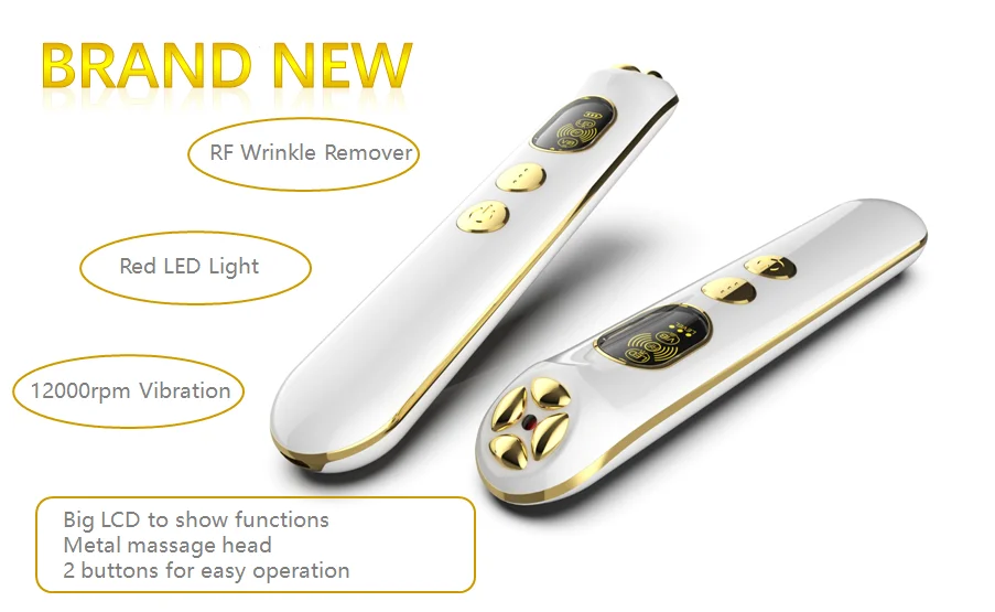 trending eye massager wand RF vibration removing eye dark 24k gold smart eye massager apparatus machine