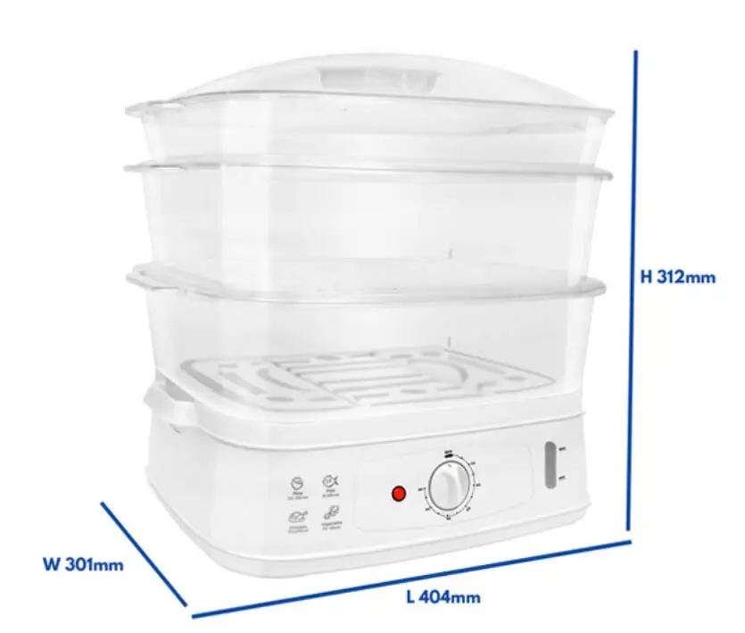
25L Chinese mainland 3 layer plastic size 404*301*312 electric home food steamer cooker 