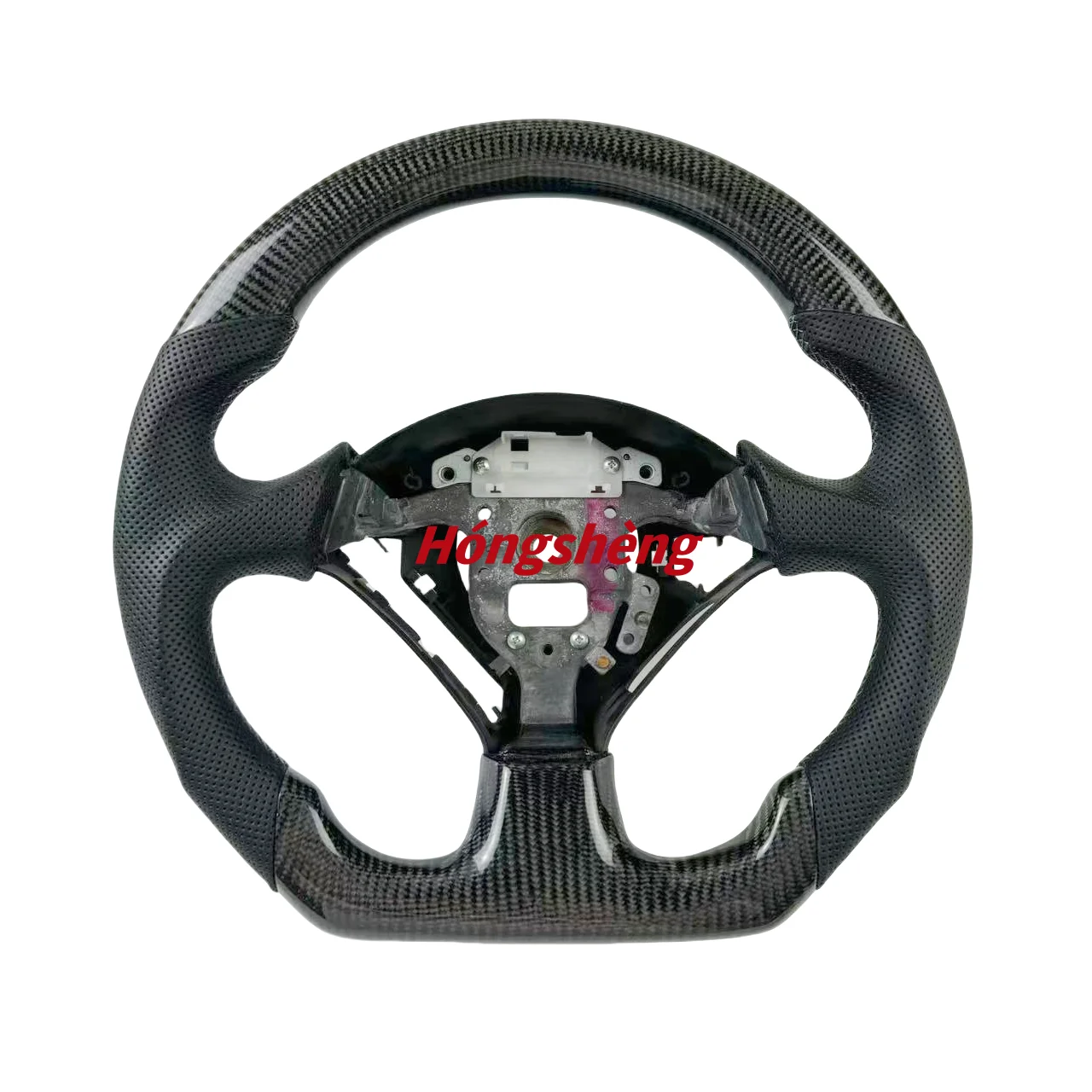For Honda S2000 2004-2012 carbon fiber steering wheel Black perforated leather sport design D-shaped steering wheel