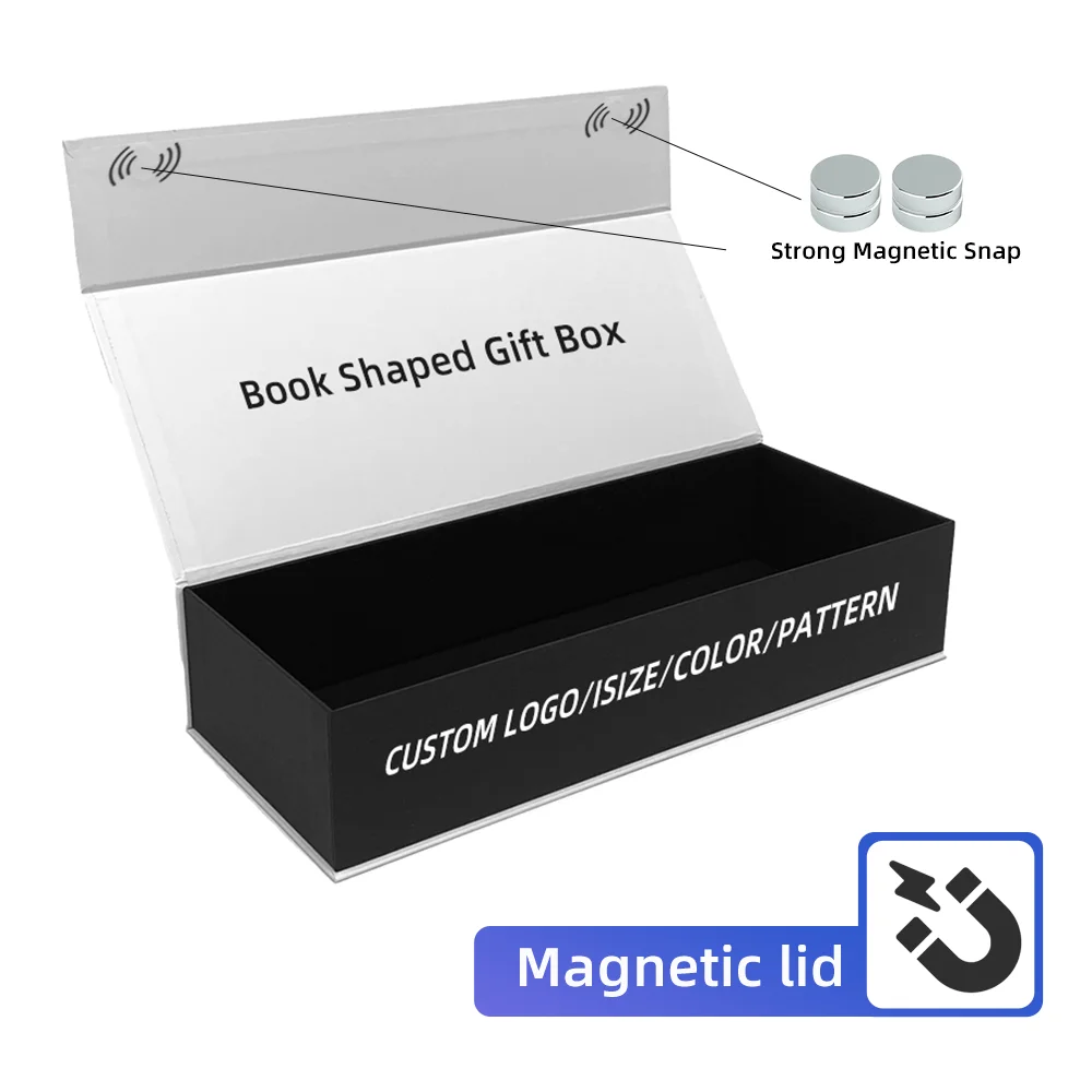 Luxury Custom Wholesale Rigid Cardboard Magnet Paper Packaging Magnetic Book Shape Style Boxes Book Shaped Gift Box