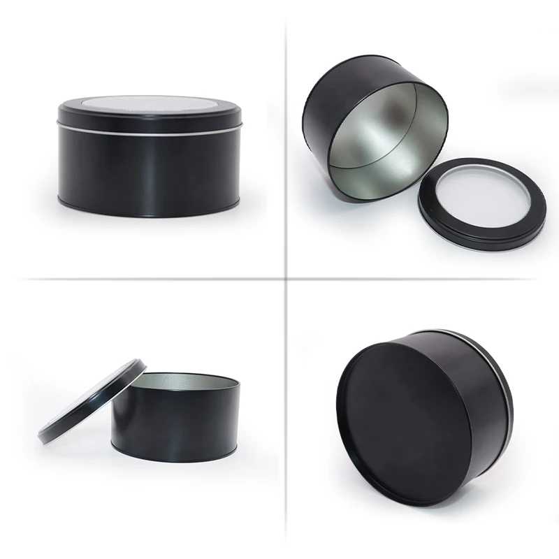 Custom Food Grade Airtight Small Tea Coffee Container Metal Round Tin Box/Can With Clear Window