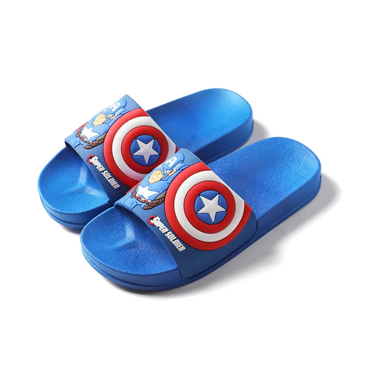 Летние детские тапочки Marvel для мальчиков детская обувь домашние Нескользящие тапочки