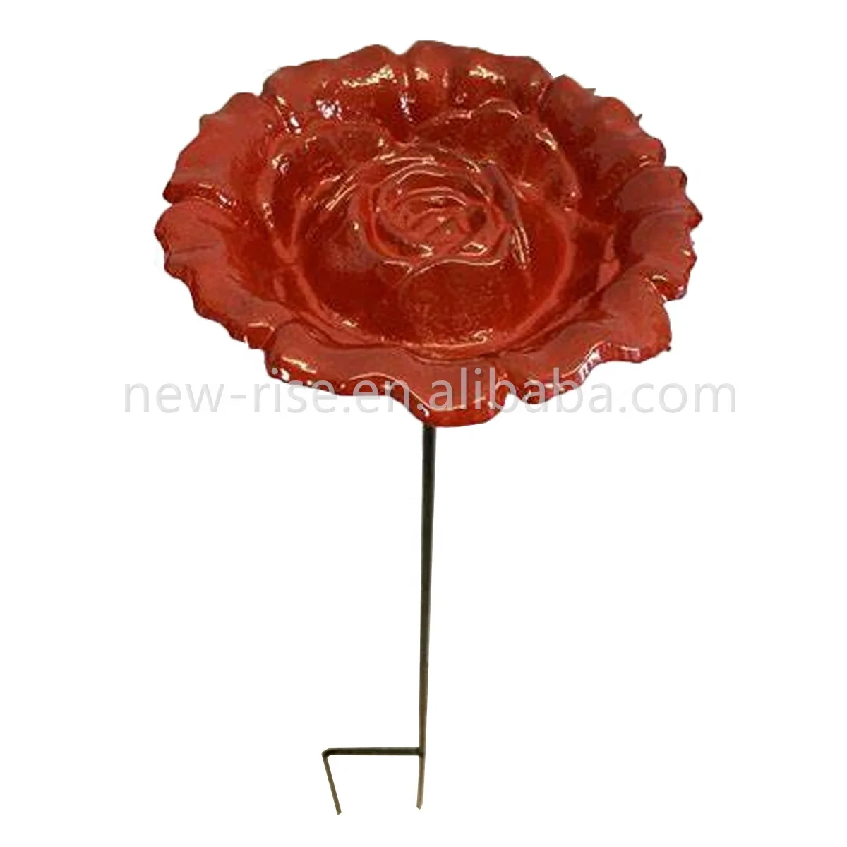 5 Pack Rose Cast Iron Standing Bird Feeder Double Spike Support Feeders Bowl for Outdoor Feeding Tray