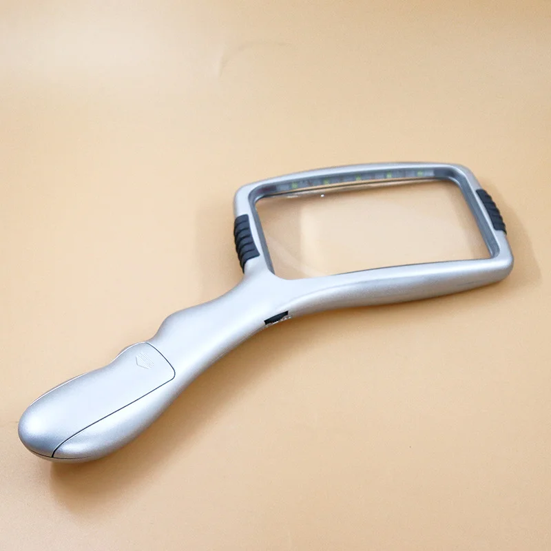 High Quality Wholesale Custom Glass Magnifier 4X Rectangular Magnifying Glass With LED Light For Reading