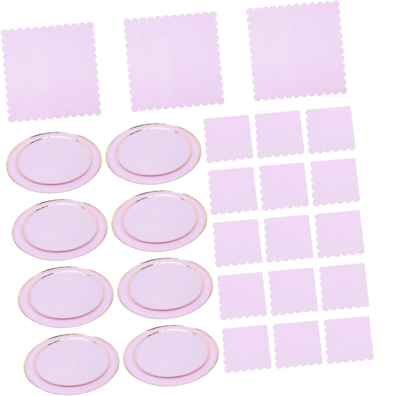 Bronzing Decagonal Party Purple Paper Plates Cups Napkins Disposable Tableware Set For Birthday Baby Shower Party Decoration