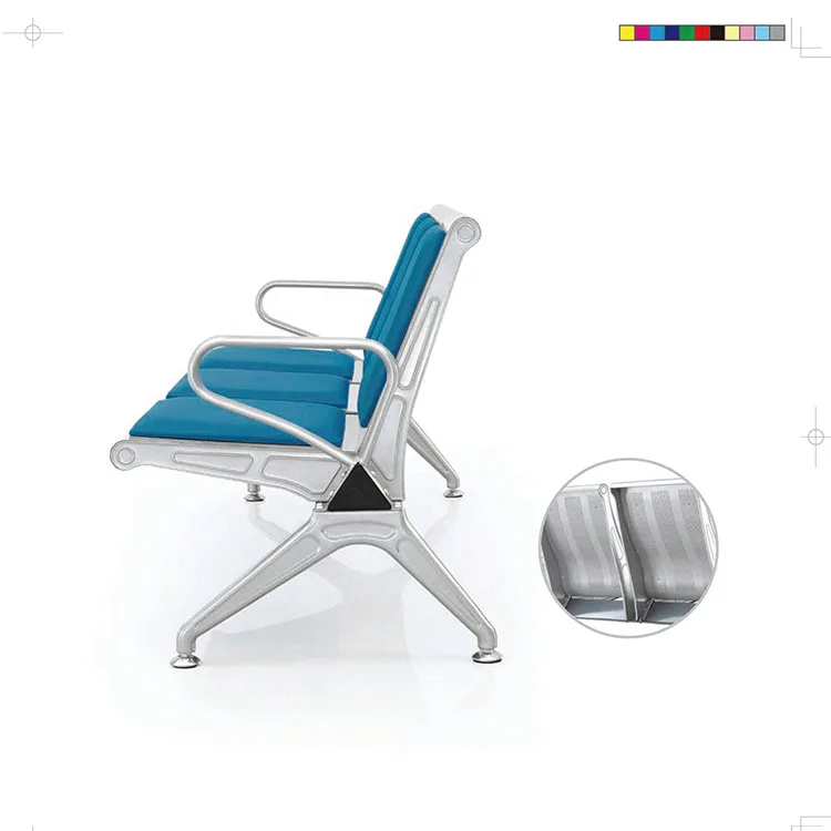 High Quality Commercial Full Leather Padded Sofa Chair Office Furniture Chair Reception Room Waiting Bench Seat