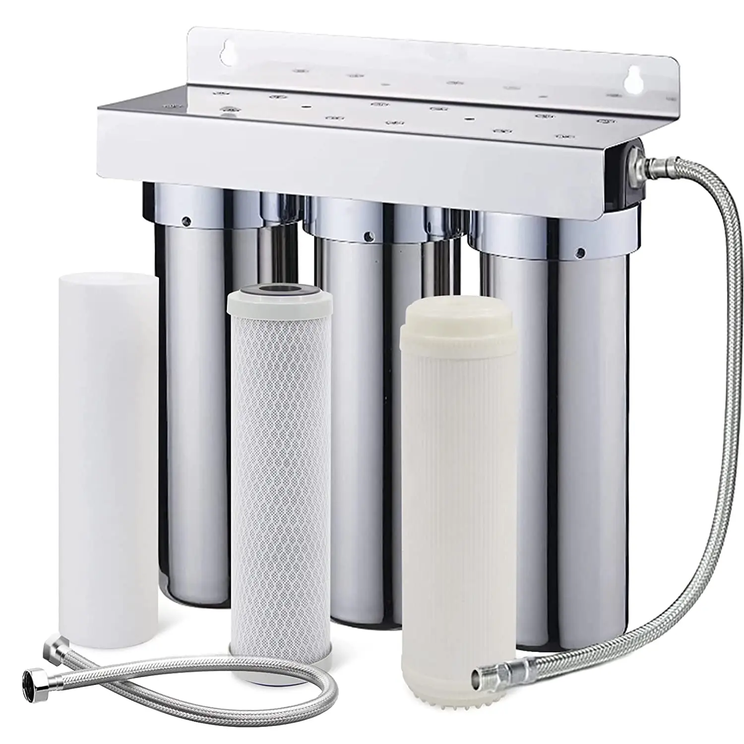 3-Stage 304 Stainless Steel Under Sink Water Filter Whole House Water Filter System Direct Connect to Home Faucet factory sale