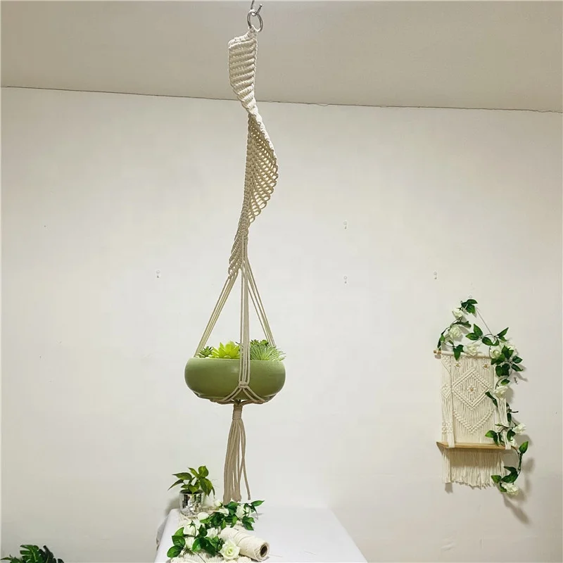 Tightly knitted with high quality material macrame plant hanger cotton Rope Wall Hangings for plant pot