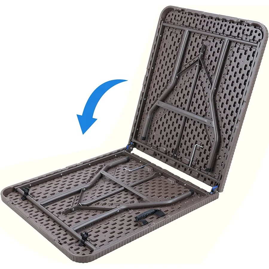 72 Inch HDPE Folded Center Brown Dining Rattan Heavy Duty 6ft Plastic Folding Table