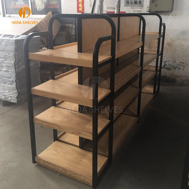  Деревянные стеллажи HEDA для розничного магазина HDF дисплей супермаркета металлическая полка и продуктовые деревянные