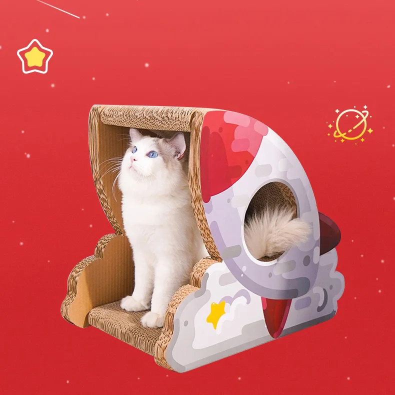 Wholesale Multi-size Rocket Design Corrugated Cat Toys Scratcher House Cat Scratcher Cardboard