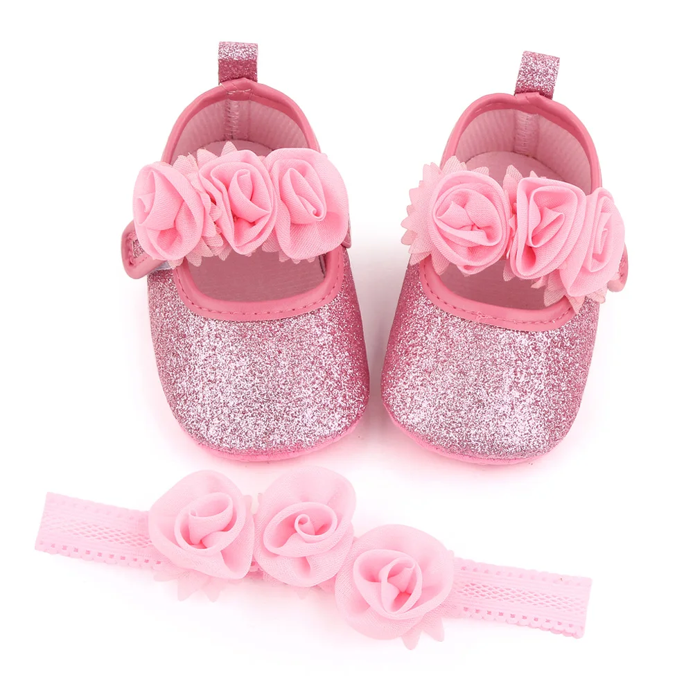 
Baby Infant Girls Soft Sole Floral Princess Mary Jane Shoes Prewalker Wedding Dress Shoes 