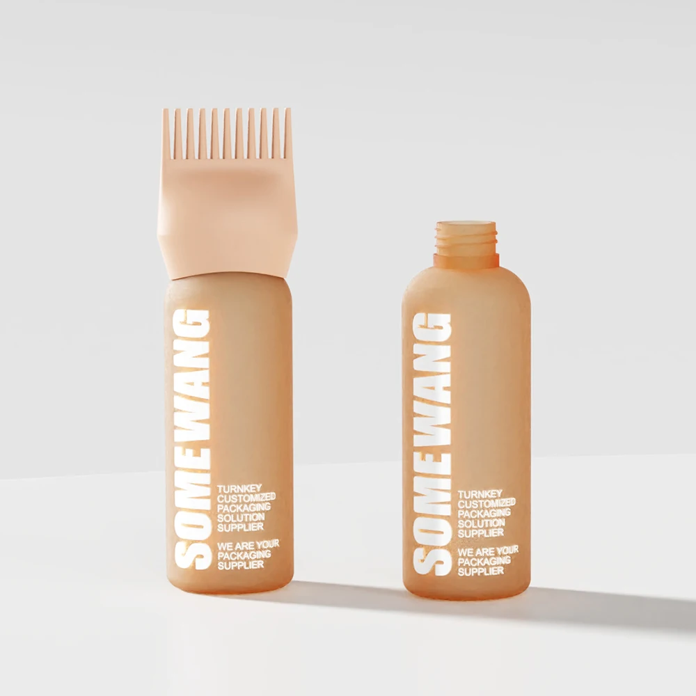 Wholesale 180ml PE Plastic Hair Oil Bottle with Comb Smooth Root for Cosmetics & Scalp Hair Skincare Use