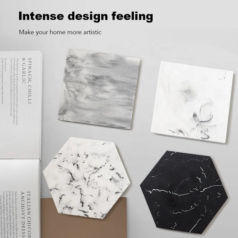 Suanti 4PCS polyersin swirl coaster table wine coffee cup mat tea drink resin marble coasters set