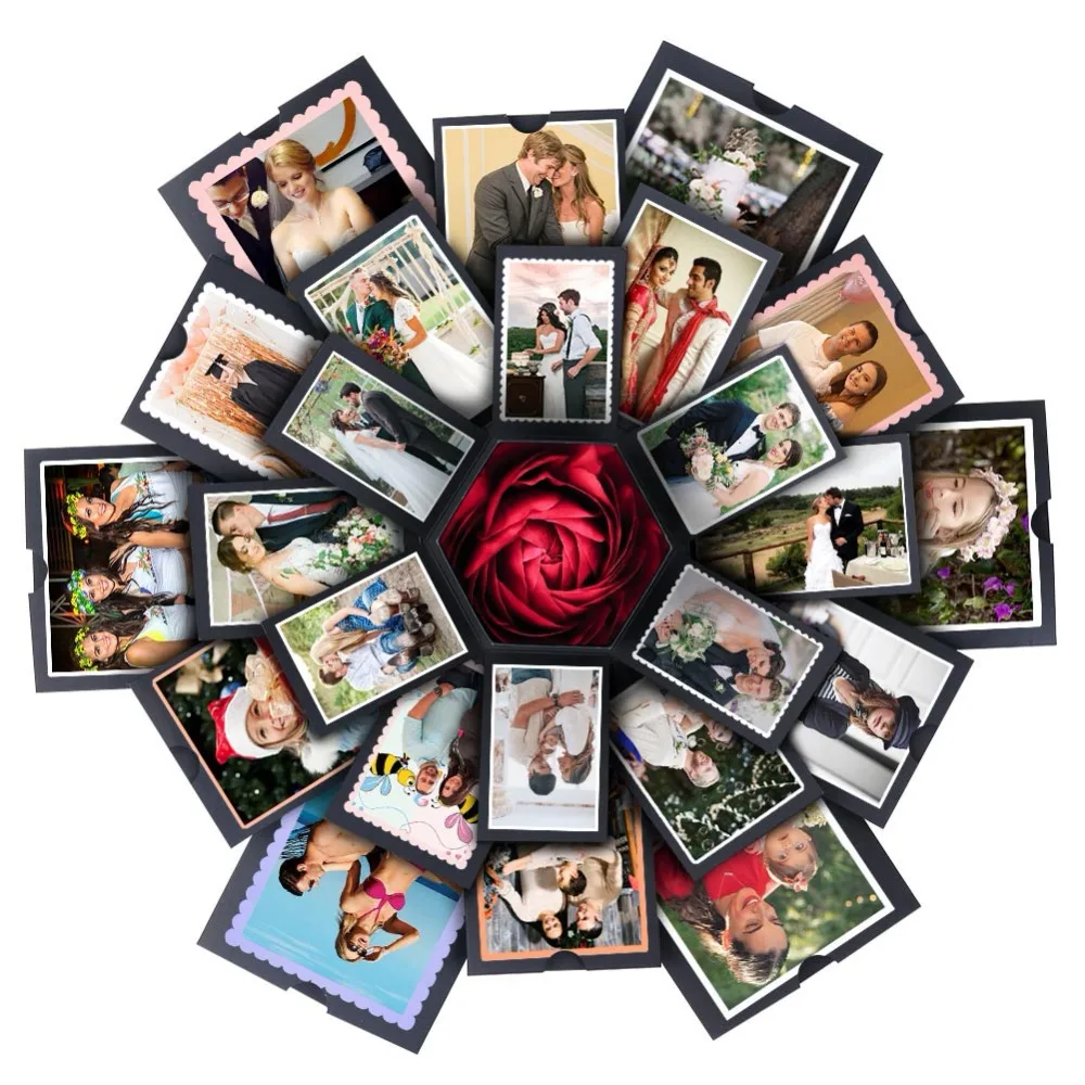 DIY birthday wedding romantic engagement party paper explosion surprise photo album creative gift bomb box