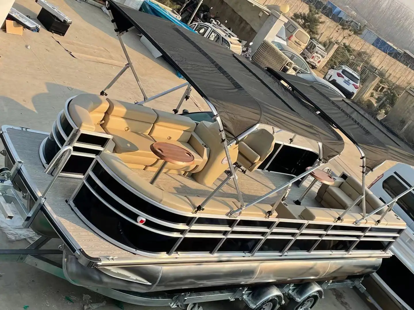 Gospel boat 7.6m 25ft aluminum luxury pontoon boat for family party and recreation