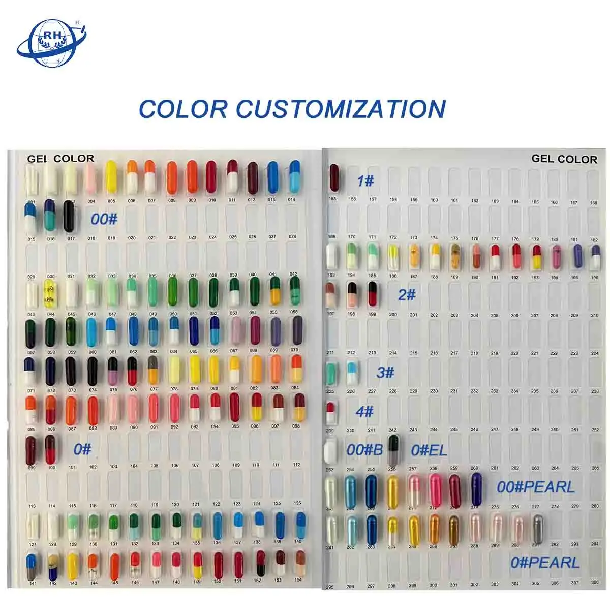 HPMC Vegetable Capsule Shell Customized color or logo capsule size 00 0 1 2 3 4#