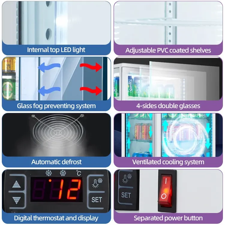 High quality glass door beverage cooler cake refrigerator showcase with led light air cooling frost free cake display freezer
