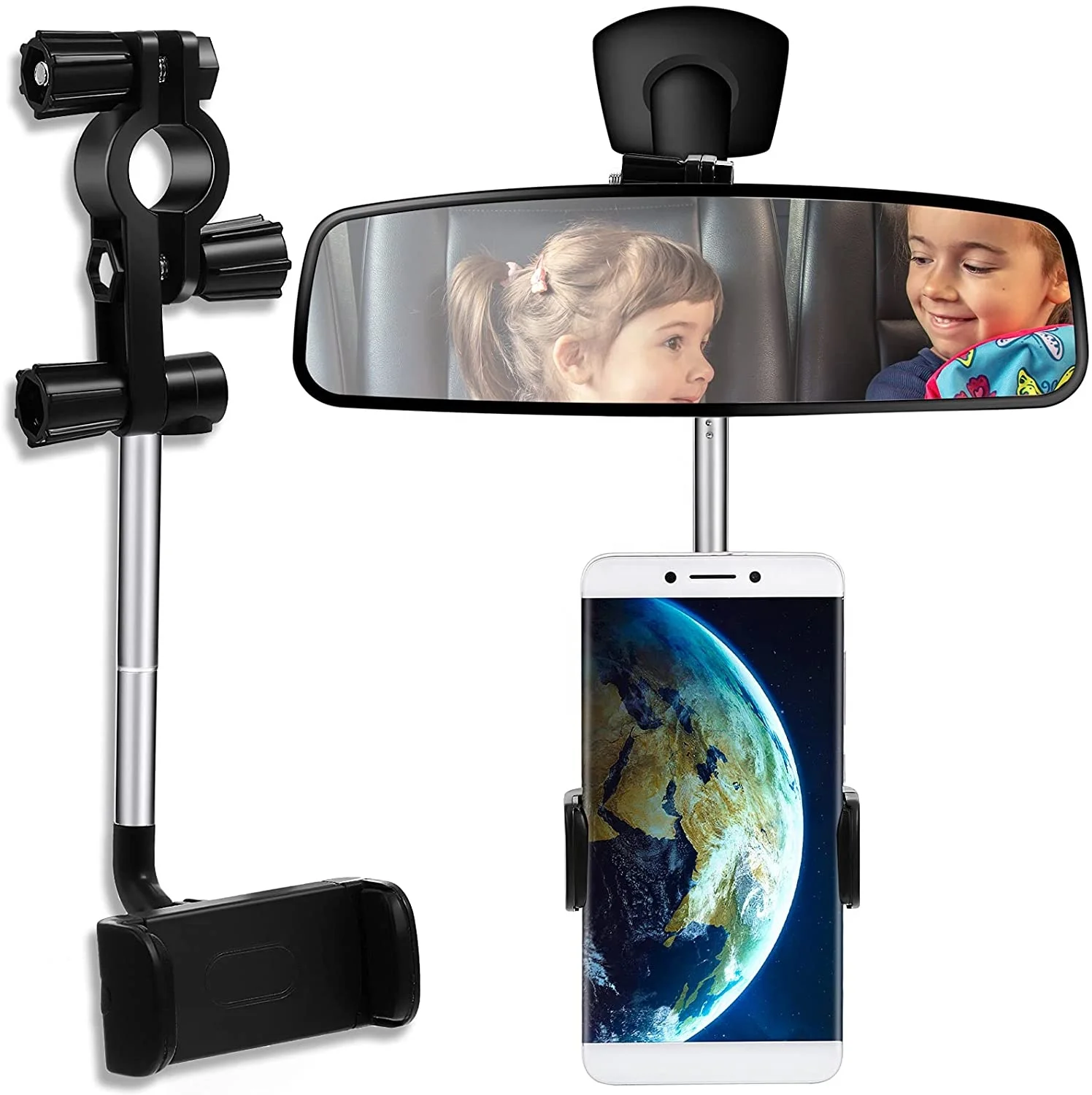 New Arrivals 2 in 1 Navigation Bracket Flexible Backseat Foldable Rearview Mirror Car Mobile Phone Holder Car Holder Mount