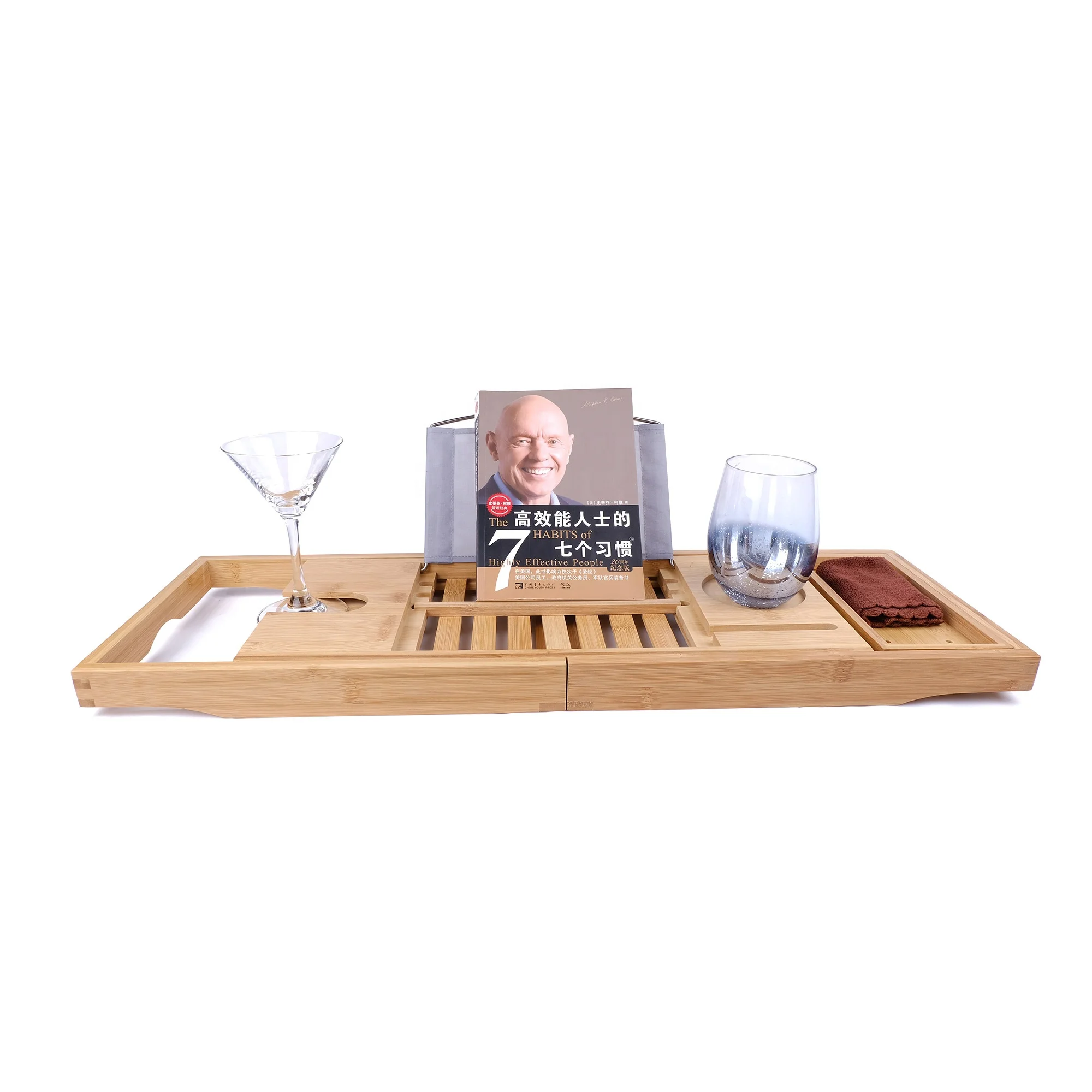 Bamboo Bathtub Tray - Perfect Expandable Bathtub Caddy with Reading Rack or Tablet Holder, This Premium Bath Tray