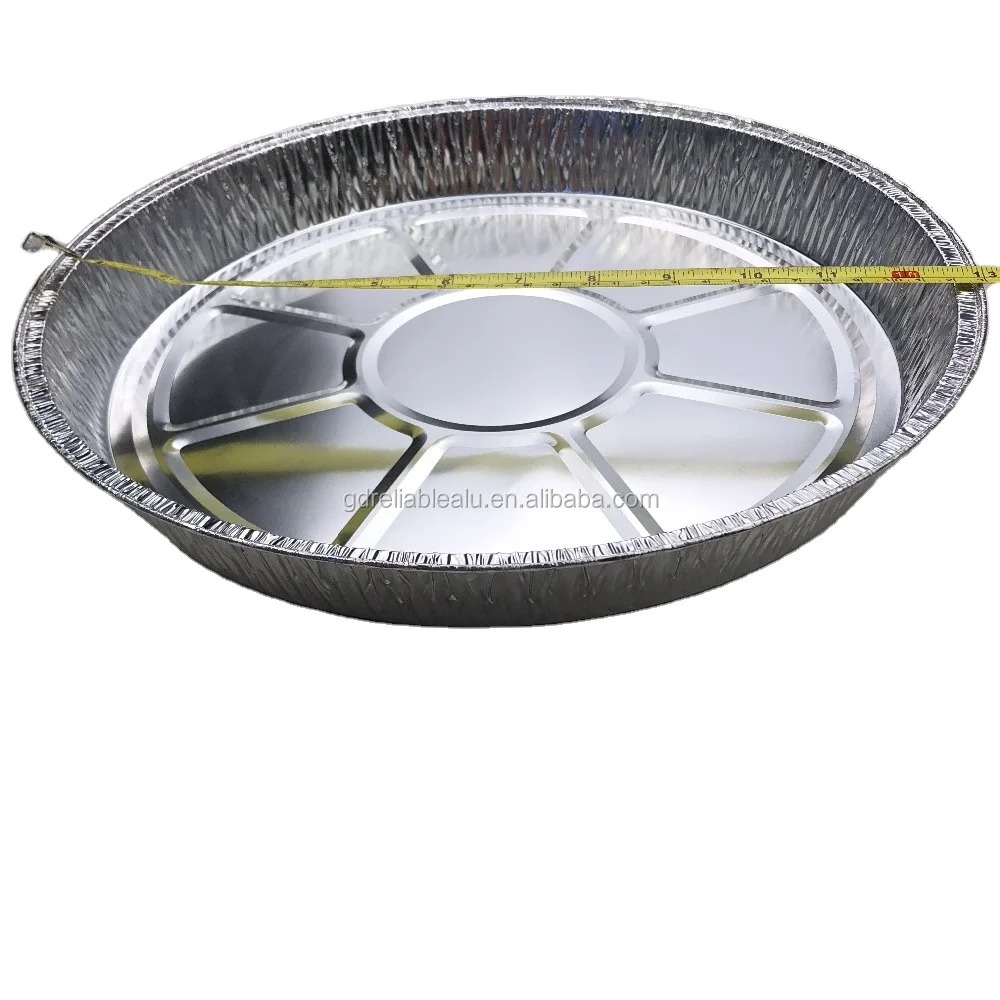 HHeavy duty durable 13inch 2600ml  5.7lb big round disposable LFGB certification aluminum foil pizza pans cake trays