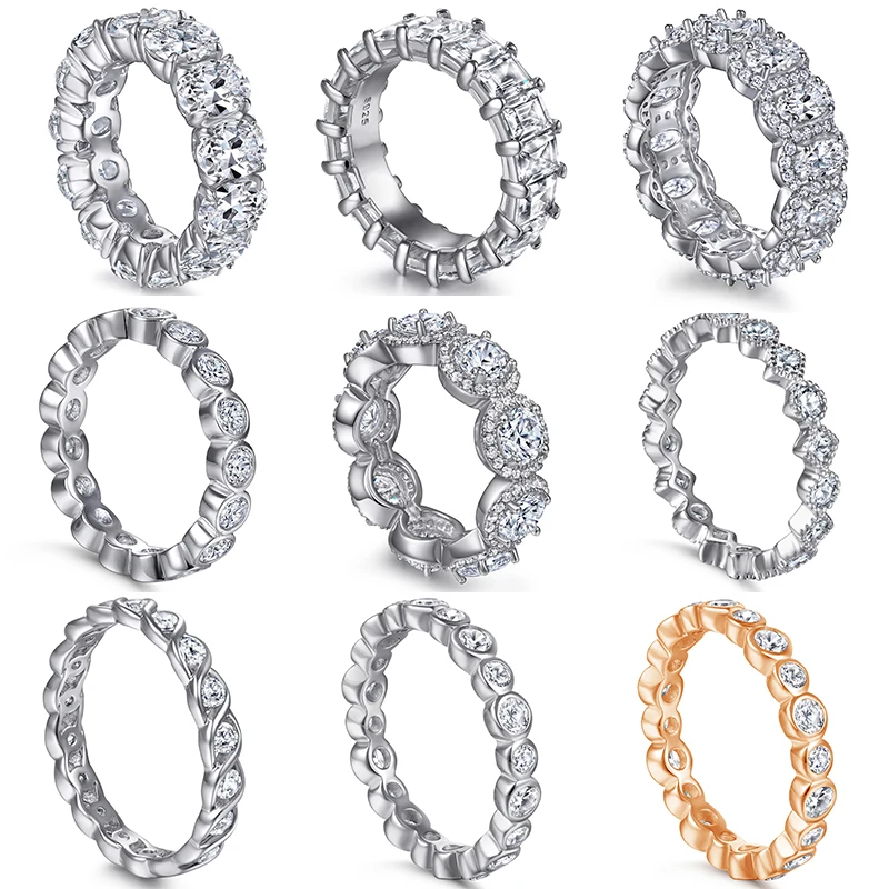 18K Gold Plated Rings Wholesale Simple Fine Jewelry Engagement & Wedding S925 Sterling Silver Ring Sets For Women Jewelry