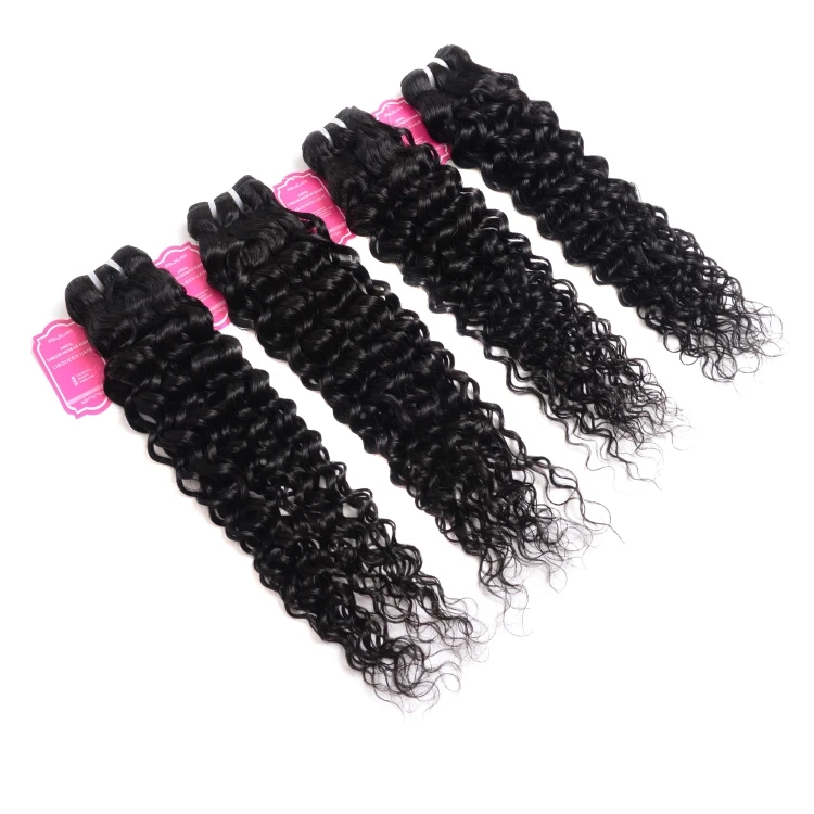 26 28 30 32 Inches Bundles Brazilian Water Wave Remy Hair Extensions Natural Color