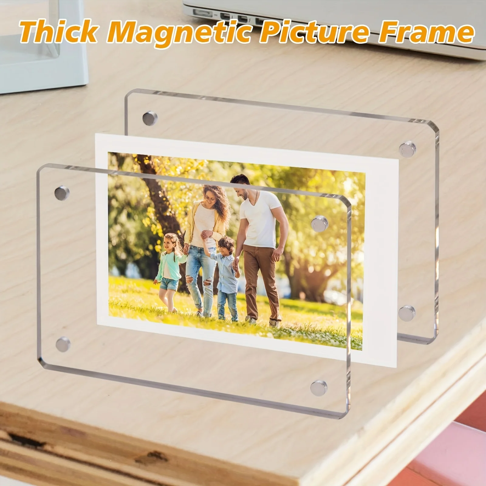 10Pcs 3 Inch Polaroid Acrylic Picture Frames Acrylic Fridge Magnetic Frame Double Sided Mini Clear Photo Frame for Refrigerator