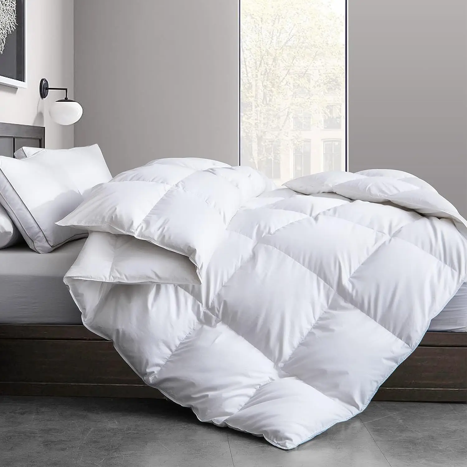 100% Cotton Fabric Bed Linen Comforter Set Duvet Microfiber Filling White Hotel Quilt