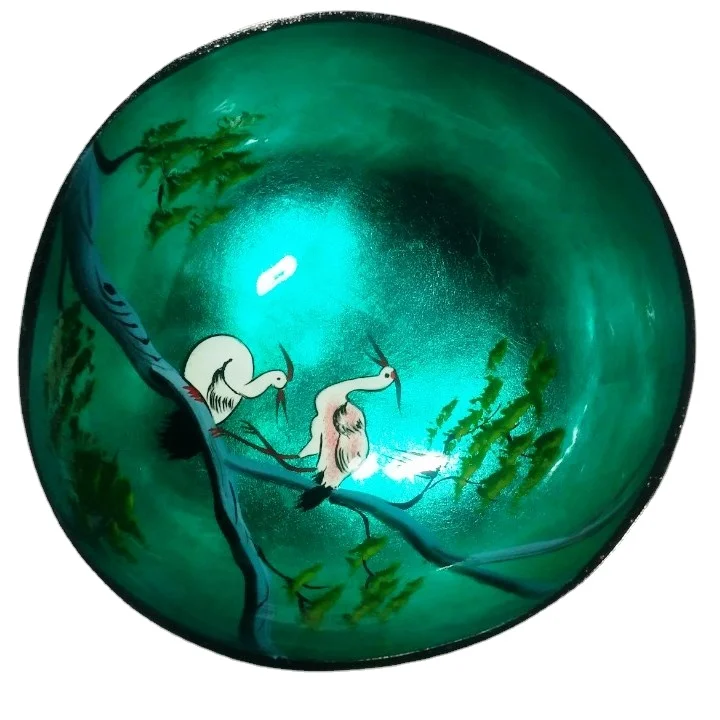 
Top sellers 2020 for Amazon Low MOQ Vietnam Manufacturer Wholesale Coconut Shell Bowl Natural Colorful Lacquer Coconut Bowl 