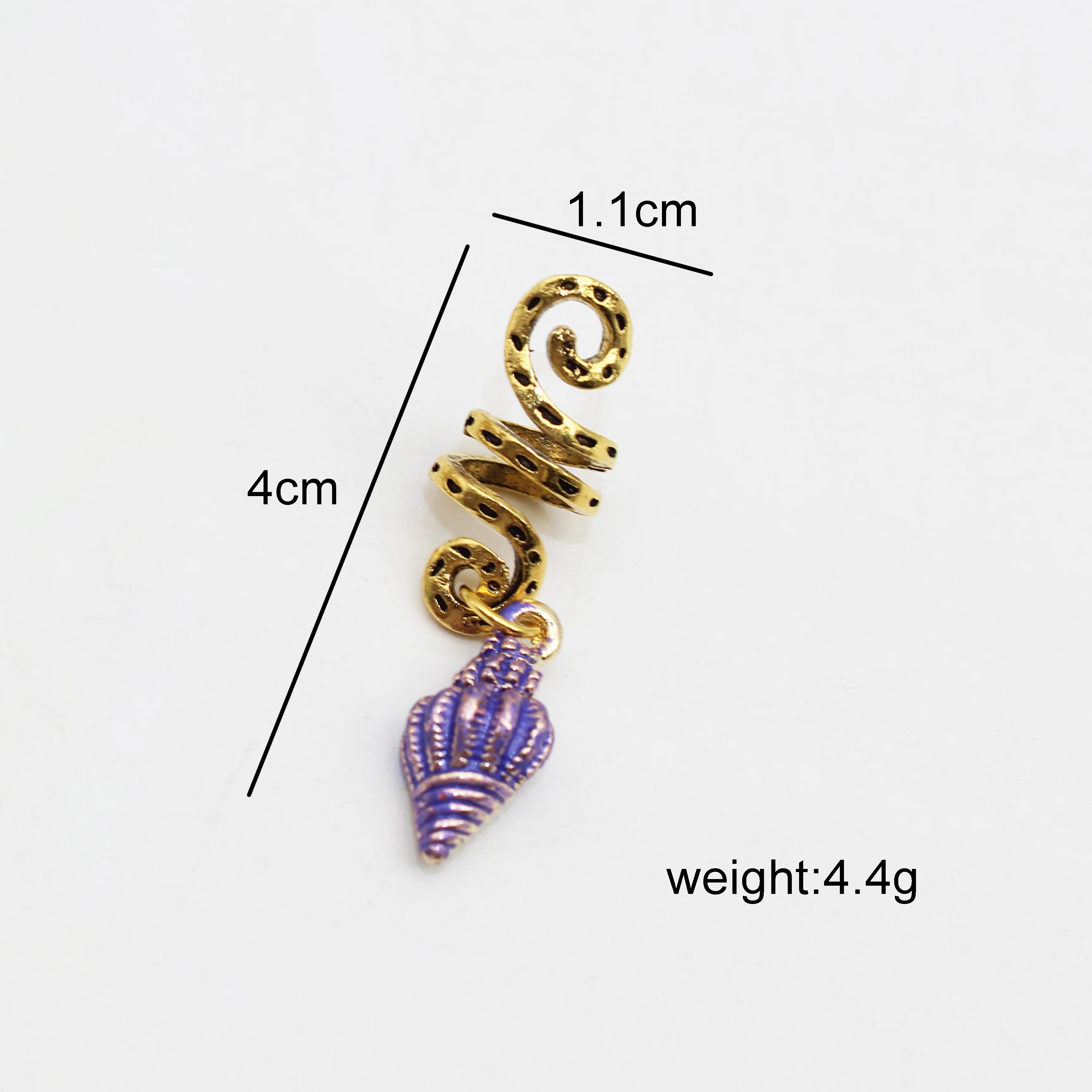 Jachon golden hair rings braid cuffs braids dreadlock Retro alloy drop oil conch pendant headpiece hair accessories