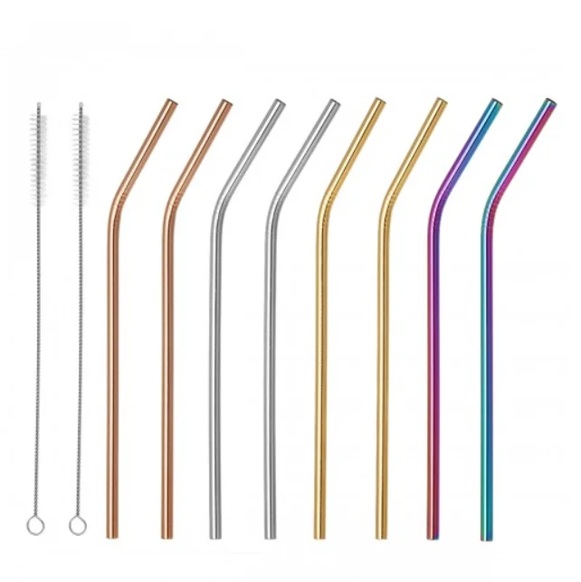 Hotsale metal straw reusable straws stainless steel rainbow drinking straw